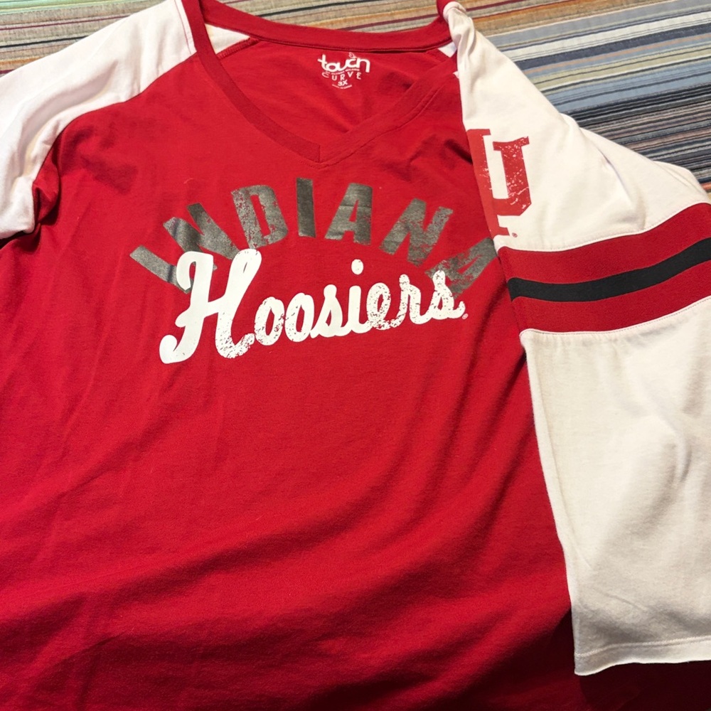 Touch by Alyssa Milano Red and White Indiana Hoosiers Tee Women’s 3X